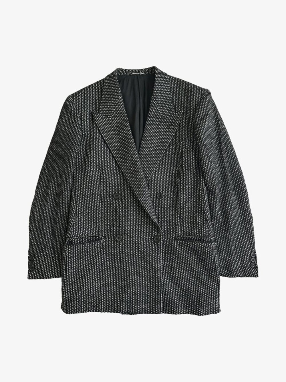 Vintage 80's Black/White Wool Double Breasted Oversized Blazer by Giorgio Armani